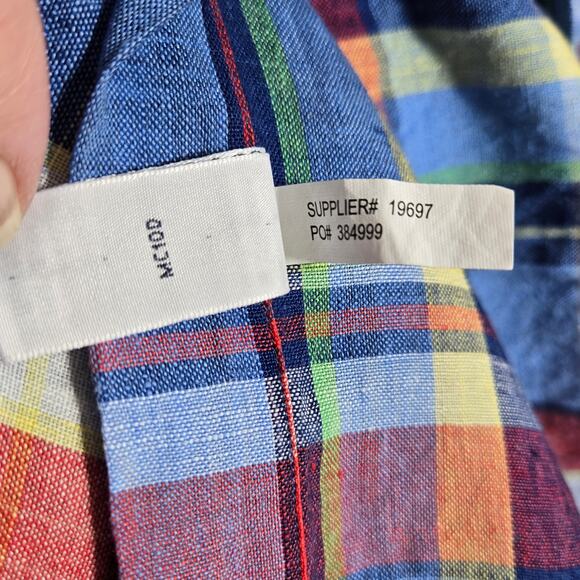 Ralph Lauren Polo Linen Shirt Mens Extra Large Custom Fit Button Up Multi Plaid - Picture 12 of 12